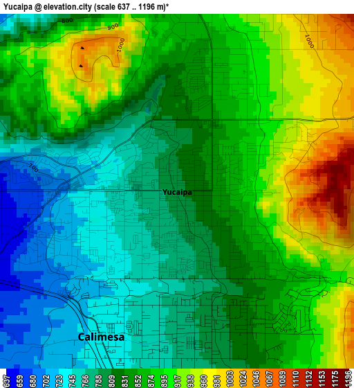 Yucaipa elevation map