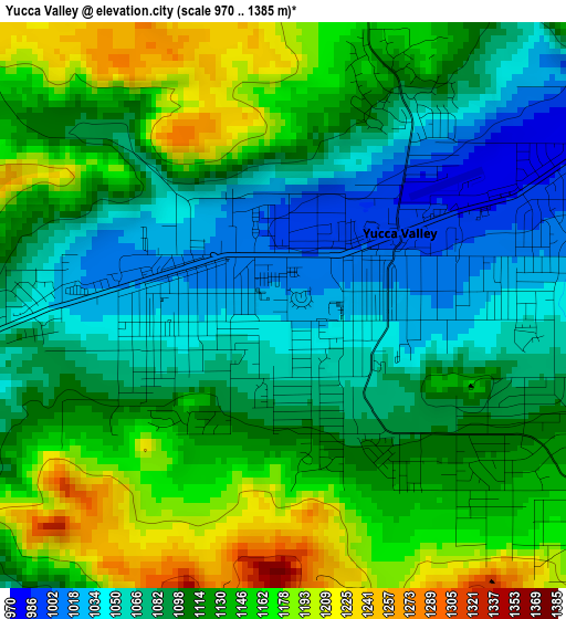 Yucca Valley elevation map