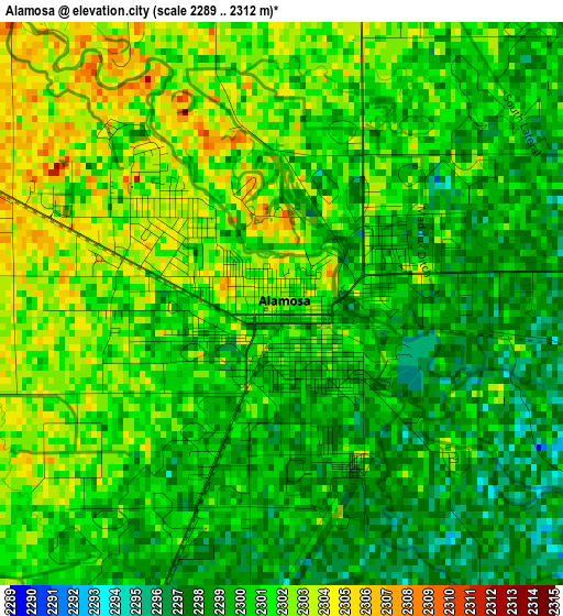 Alamosa elevation map