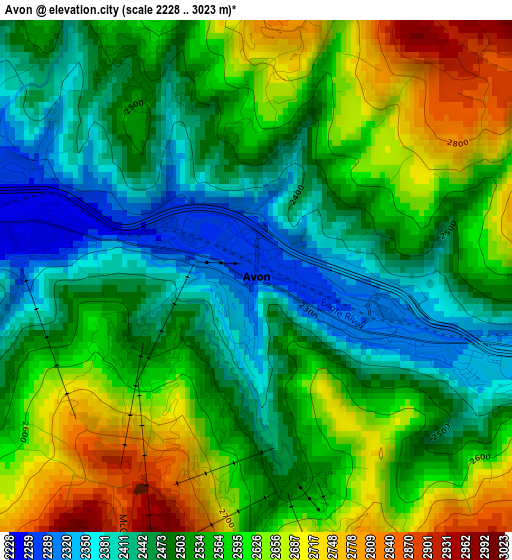 Avon elevation map