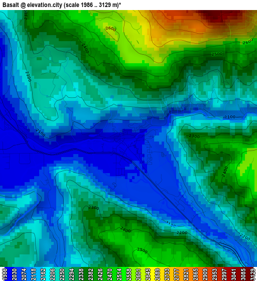 Basalt elevation map