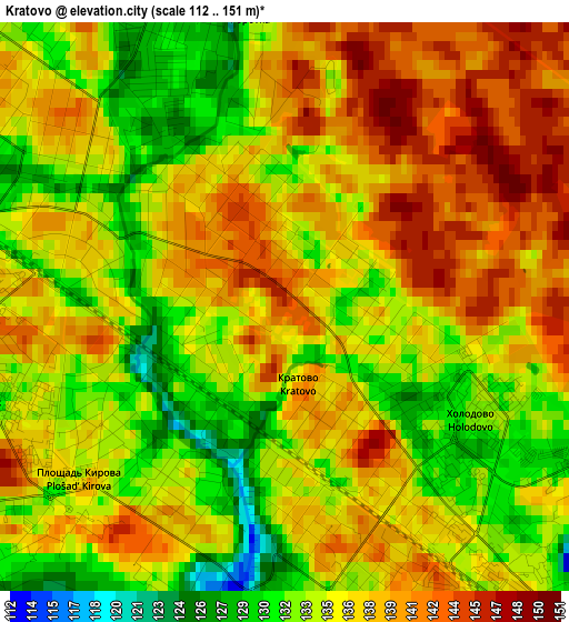 Kratovo elevation map