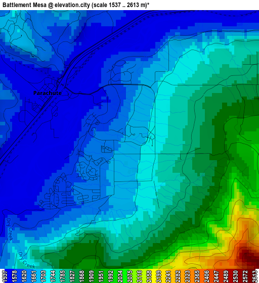 Battlement Mesa elevation map