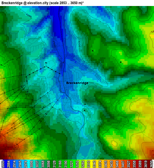 Breckenridge elevation map