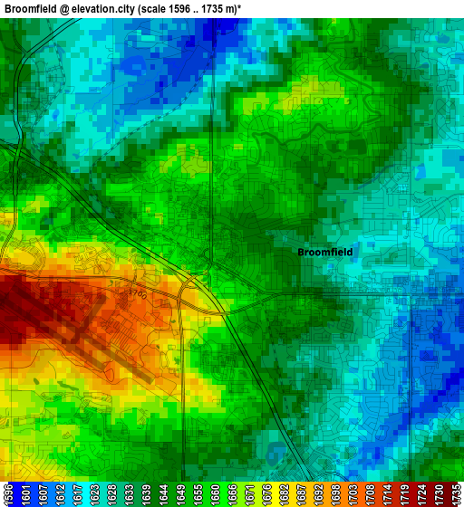 Broomfield elevation map