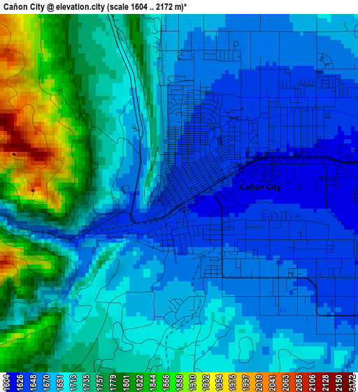 Cañon City elevation map