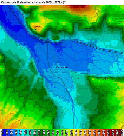 Carbondale elevation map