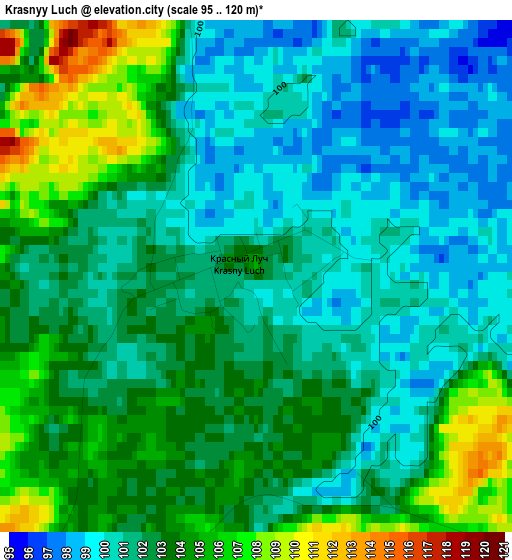 Krasnyy Luch elevation map