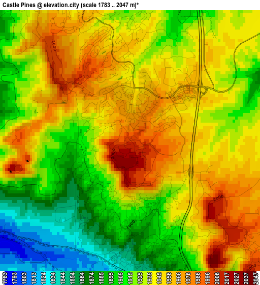 Castle Pines elevation map