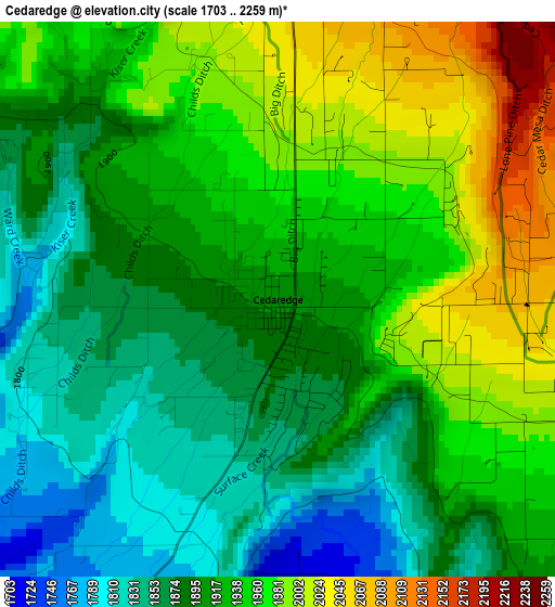 Cedaredge elevation map