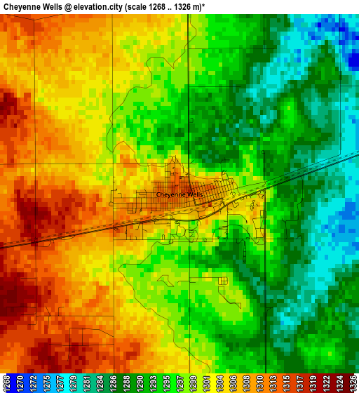 Cheyenne Wells elevation map