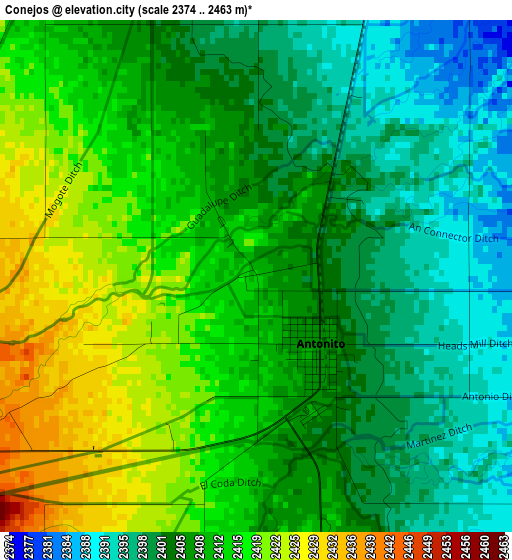 Conejos elevation map