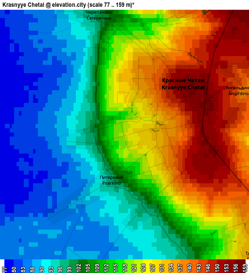 Krasnyye Chetai elevation map