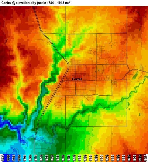 Cortez elevation map