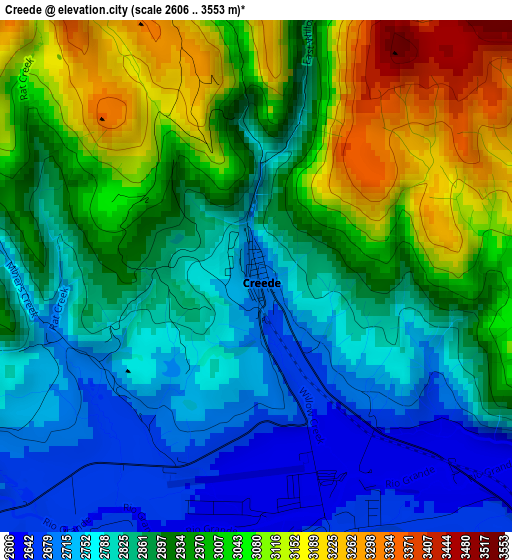 Creede elevation map