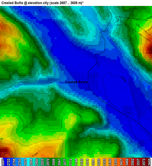 Crested Butte elevation map