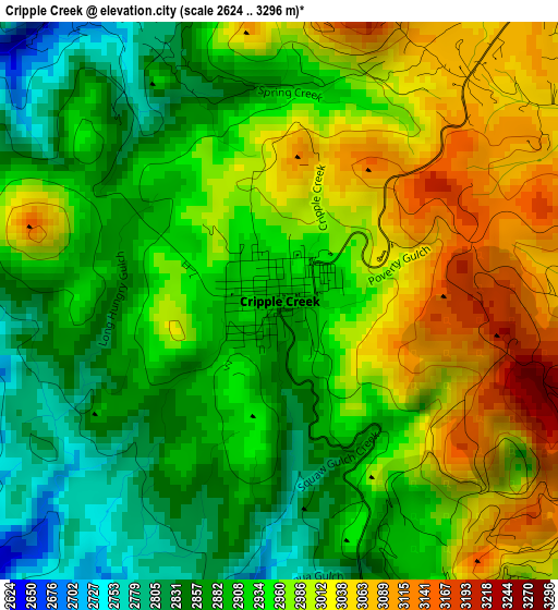 Cripple Creek elevation map