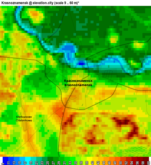 Krasnoznamensk elevation map