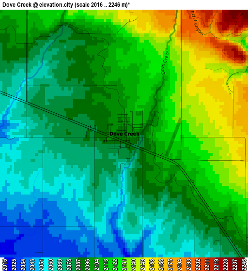 Dove Creek elevation map