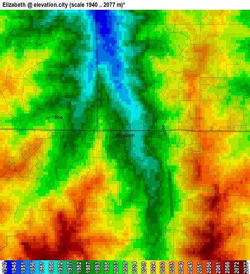 Elizabeth elevation map