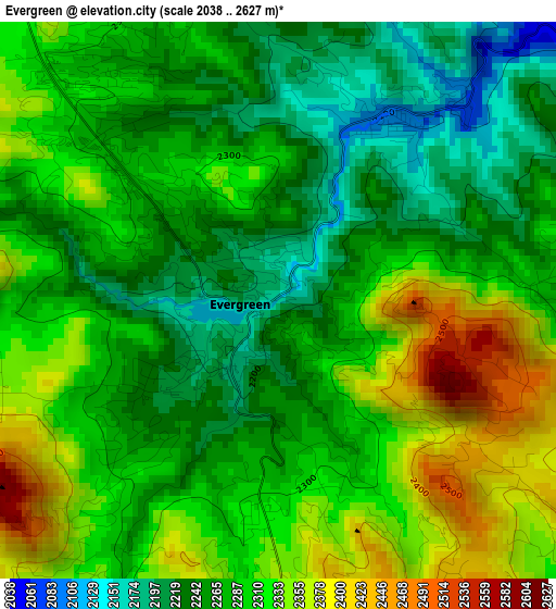 Evergreen elevation map