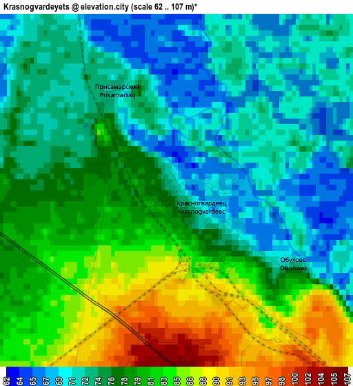 Krasnogvardeyets elevation map