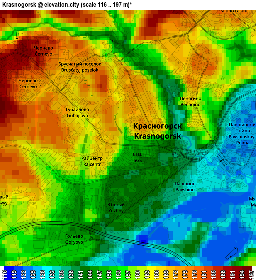 Krasnogorsk elevation map