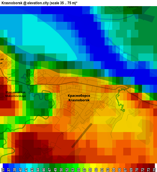 Krasnoborsk elevation map