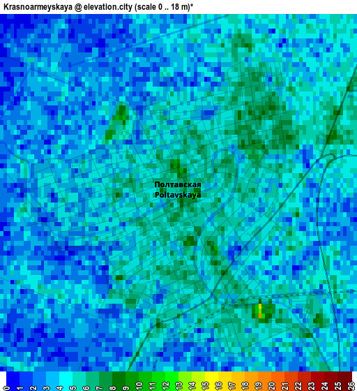 Krasnoarmeyskaya elevation map