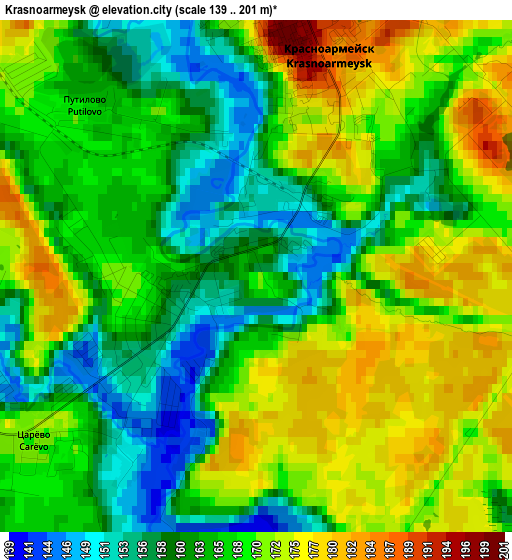 Krasnoarmeysk elevation map