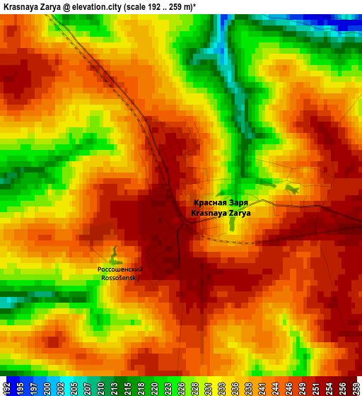 Krasnaya Zarya elevation map