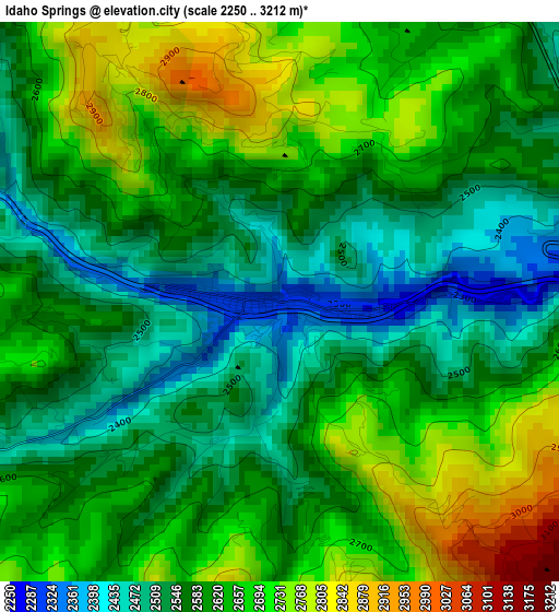 Idaho Springs elevation map