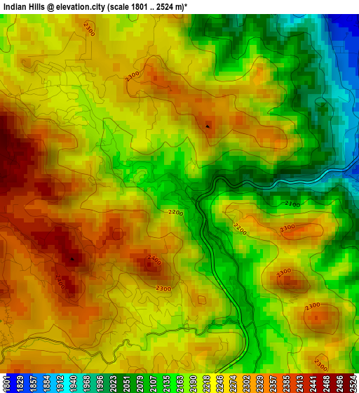 Indian Hills elevation map