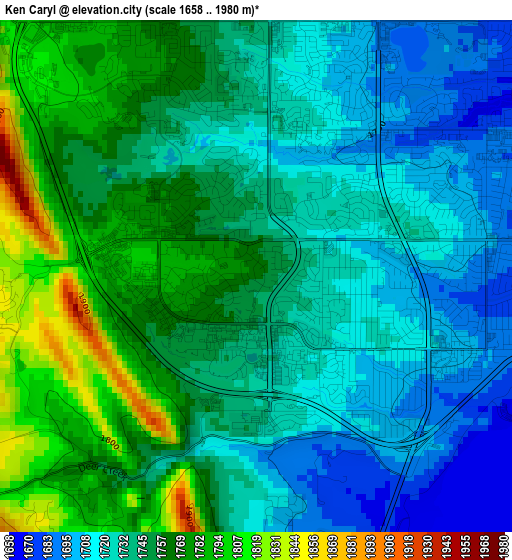 Ken Caryl elevation map