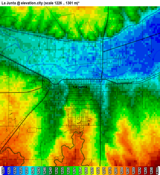 La Junta elevation map