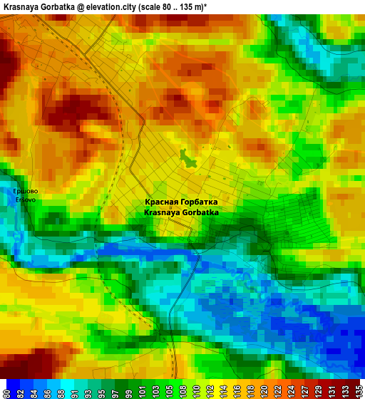 Krasnaya Gorbatka elevation map