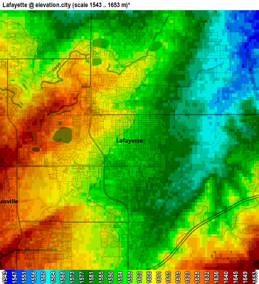 Lafayette elevation map