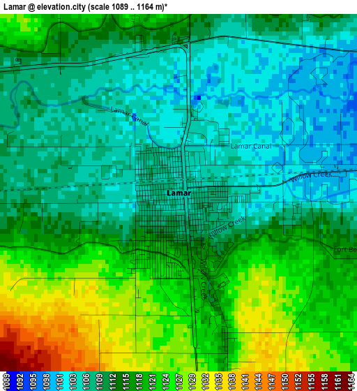 Lamar elevation map