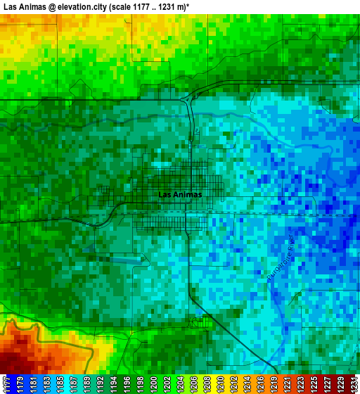 Las Animas elevation map