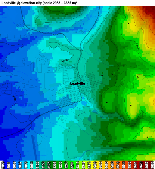 Leadville elevation map