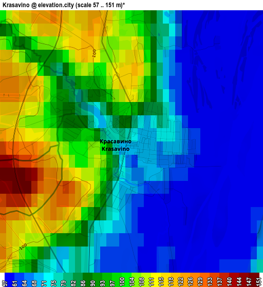 Krasavino elevation map