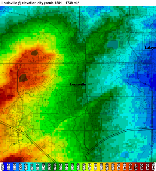 Louisville elevation map