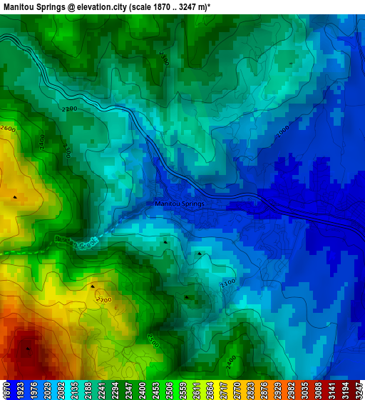 Manitou Springs elevation map