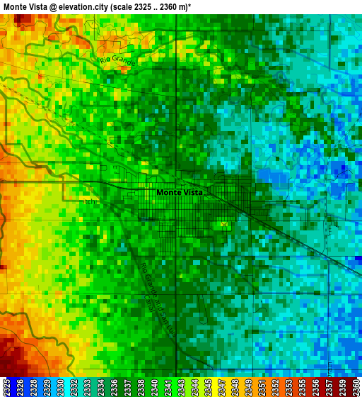 Monte Vista elevation map