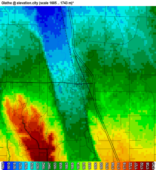 Olathe elevation map