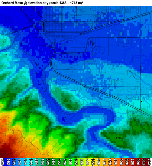 Orchard Mesa elevation map