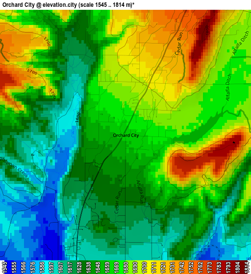 Orchard City elevation map