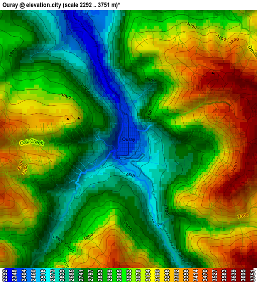 Ouray elevation map