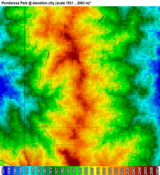 Ponderosa Park elevation map