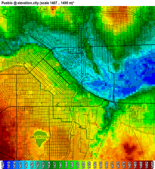 Pueblo elevation map